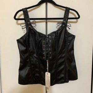Vintage lace up boned bustier set